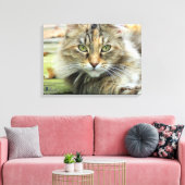 Foto von braunen, langhaarigen Barnkatzen Wrapped  Leinwanddruck (Insitu (Wohnzimmer))