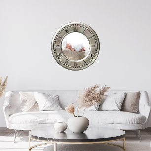 Foto von Brushed Nickel Numeral Große Wanduhr