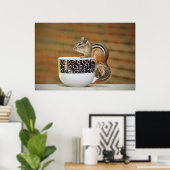 Foto von Chipmunk mit Latte Coffee Cup Poster (Heimbüro)