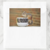 Foto von Chipmunk mit Latte Coffee Cup Rechteckiger Aufkleber (Tasche)