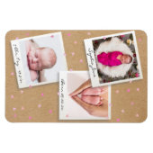 Foto von Collage Baby Girl Birth Stats Announcemen Magnet (Horizontal)