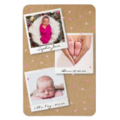 Foto von Collage Baby Girl Birth Stats Announcemen Magnet (Vertikal)
