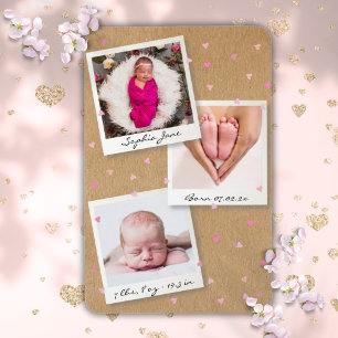 Foto von Collage Baby Girl Birth Stats Announcemen Magnet