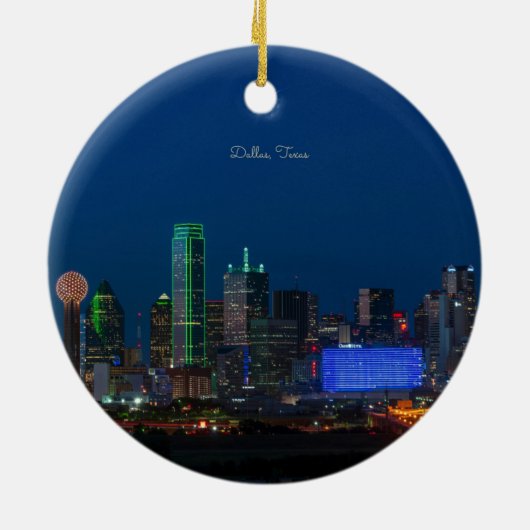 Foto von Dallas, Texas Cityscape, Keramik Ornament (Hinten)