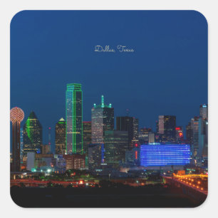Foto von Dallas, Texas Cityscape, Quadratischer Aufkleber