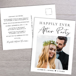 Foto von der Hochzeitsfeier "Happily Ever After" Ankündigungspostkarte