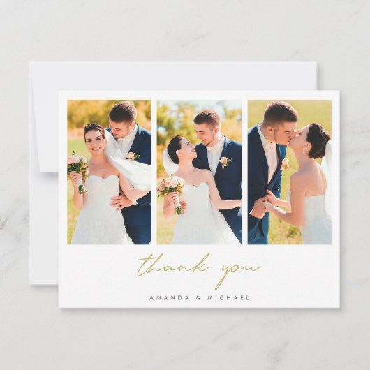 Foto von Einfaches Elegant Modern Gold Wedding Dankeskarte (Vorderseite)