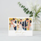 Foto von Einfaches Elegant Modern Gold Wedding Dankeskarte (Stehend Vorderseite)