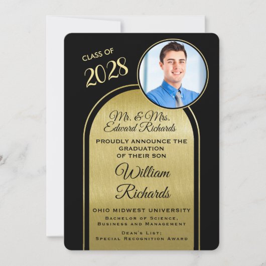 Foto von Eltern Ankündigung von Black Abschluss (Vorderseite)