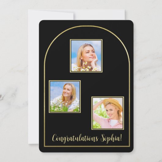 Foto von Eltern Ankündigung von Black Abschluss (Rückseite)