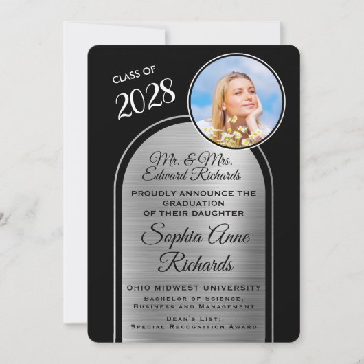 Foto von Eltern Ankündigung von Black Abschluss (Vorderseite)