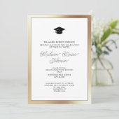 Foto von Eltern Black & Gold Abschluss Einladung (Stehend Vorderseite)