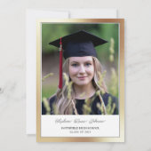 Foto von Eltern Black & Gold Abschluss Einladung (Rückseite)