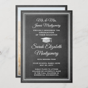 Foto von Eltern Chalkboard & Silver Abschluss Ankündigung