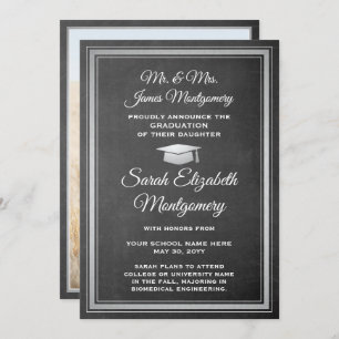 Foto von Eltern Chalkboard & Silver Abschluss Ankündigung