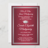 Foto von Eltern Eleganter Rot-Weiß-Abschluss Ankündigung (Vorderseite)