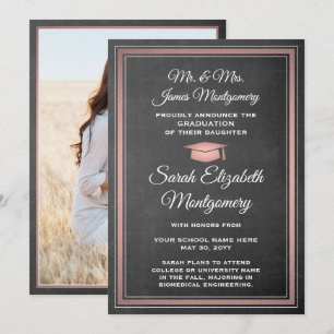 Foto von Eltern - Halbpension und rosa Abschluss Ankündigung