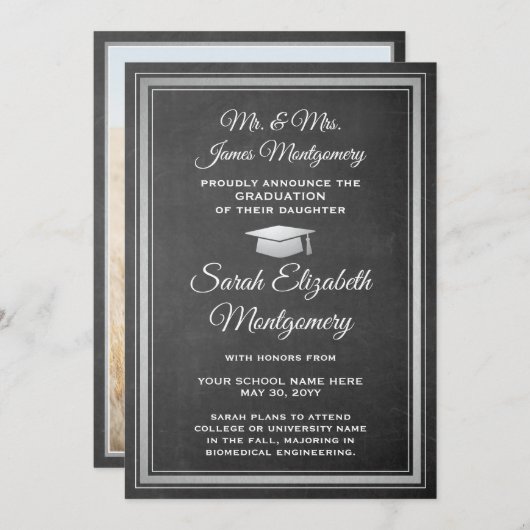 Foto von Eltern - Halbpension & Weißer Abschluss Ankündigung (Vorne/Hinten)