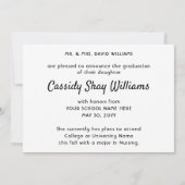 Foto von Eltern mit einfachem Schwarzweiß-Abschlus Ankündigung (Rückseite)