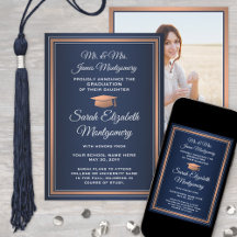 Foto von Eltern, Navy Copper & White Abschluss