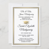 Foto von Eltern White Black & Gold Abschluss Ankündigung (Vorderseite)