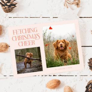 Foto von Fetching Christmas Cheer Peach Hund Feiertagskarte