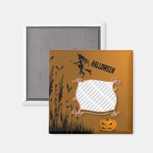 Foto von Frame, Witch, Jack o' Lantern Magnet (Vorderseite/Rückseite)