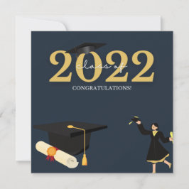 Foto von From Eltern Royal Blue And White Graduati Feiertagskarte