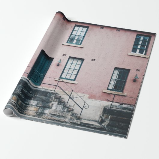FOTO VON GEBÄUDE MIT TREPPE GESCHENKPAPIER (Ungerollt)