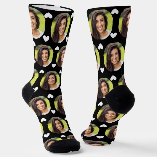 Foto von Girlfriend For Boyfriend Hearts Black Socken (Gewinkelt)