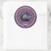Foto von Gold Classic Damask Commemorative Purple Runder Aufkleber (Tasche)