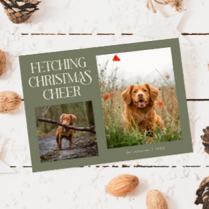 Foto von Hund beim Holen von Weihnachtsfreude in S Feiertagskarte