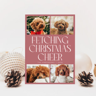 Foto von Hund, der Weihnachtsfreude bringt, Pink Feiertagskarte