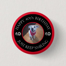 Foto von Hundegrägen Geburtstag 40 Schwarz und Rot Button