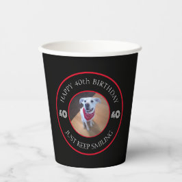 Foto von Hundegrägen Geburtstag 40 Schwarz und Rot Pappbecher