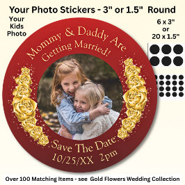 Foto von Ihren Kindern Mutter Vater heiratet   Runder Aufkleber
