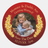 Foto von Ihren Kindern Mutter Vater heiratet Runder Aufkleber (Vorderseite)