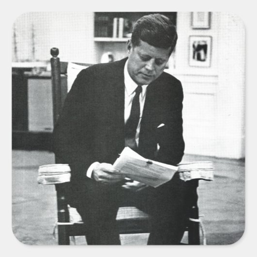 Foto von John F. Kennedy 2 Quadratischer Aufkleber (Vorderseite)