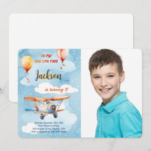 Foto von Jungen-Flugzeug-Geburtstagsfeier Einladung