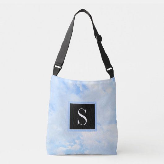 Foto von Light Blue Cloudy Sky mit Single Initial Tragetaschen Mit Langen Trägern (Vorderseite)