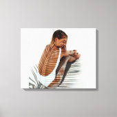 Foto von Mädchen am Beach Palm Leaf Shadow Leinwanddruck (Vorderseite)