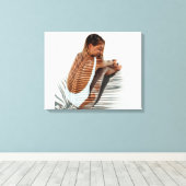 Foto von Mädchen am Beach Palm Leaf Shadow Leinwanddruck (Insitu (Holzboden))