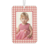 Foto von Mädchen auf rot-weiß kariertem Gingham-Ka Autolufterfrischer (Rückseite)