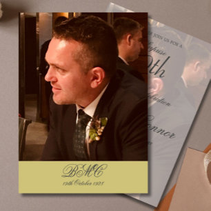 Foto von Male Birthday 80. Einfache Elegante Gold Einladung