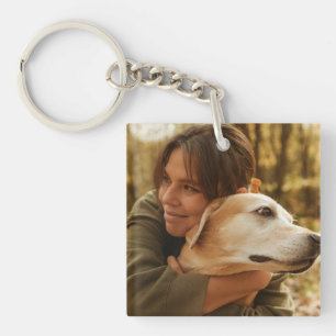 Foto von Mama und Hund Schlüsselanhänger
