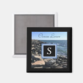 Foto von Meereswellen und Felsen Anfangsrahmen Sch Magnet (Vorderseite/Rückseite)