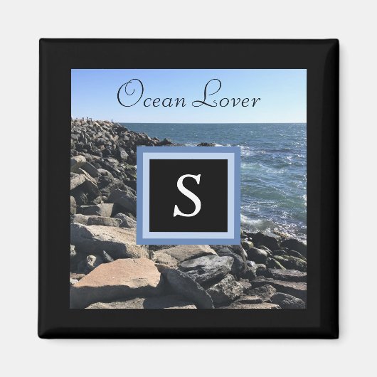 Foto von Meereswellen und Felsen Anfangsrahmen Sch Magnet (Vorne)