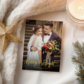 Foto von Merry And Bright Newlywed Christmas Holid Postkarte