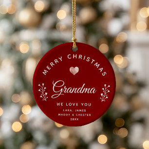 Foto von Merry Christmas Grandma Rose Gold Maroon Keramik Ornament