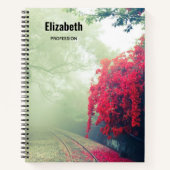 Foto von Misty Train Tracks & Red Tree Notizblock (Vorderseite)